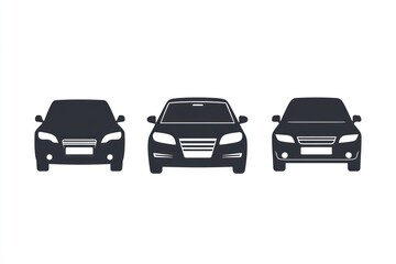 Three car front views, white background, vehicle icons, website design