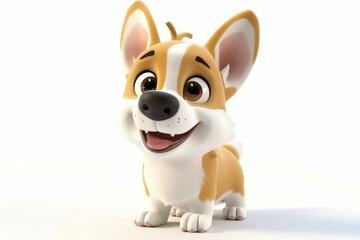 Fototapeta premium Cute cartoon corgi puppy smiling joyfully