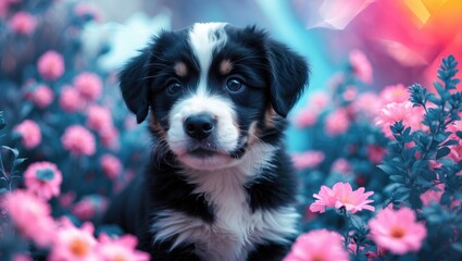 Obraz premium puppy with black and white coat