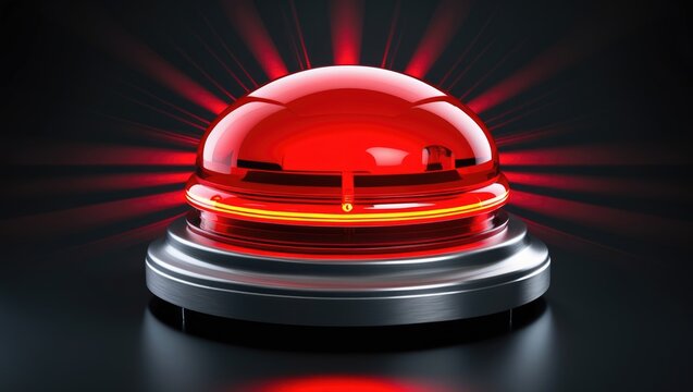 Red Emergency Light Warning Siren Buzzer Isolated with Clipping Path.