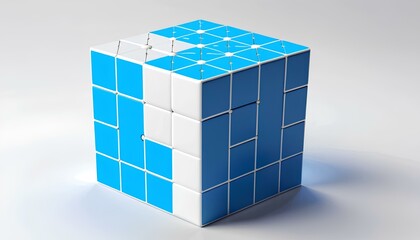 Obraz premium 3d blue cubes with reflection