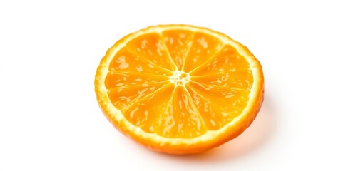 Close-up of a single orange peel, textured surface, isolated on pure white, macro,  piece