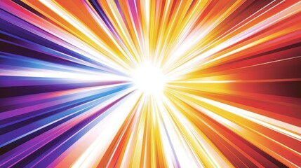Fototapeta premium Colorful radial burst radiating from center, bright light explosion