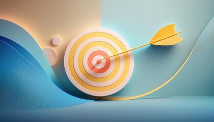 Business illustration featuring a target and arrow symbolizing goals and achievements in a minimalist style
