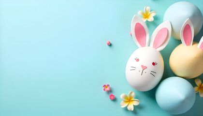 Happy Easter card with eggs and bunny ears 