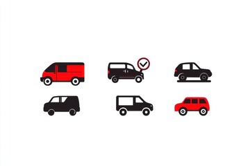 Vehicle icons van, SUV, car;  transport, delivery