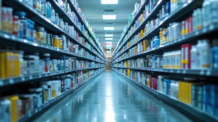 Pharmacy aisle filled with supplements