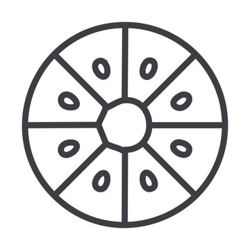 recommend clip art: Sliced kiwi fruit outline icon vector isolated on white background for your web and mobile app design