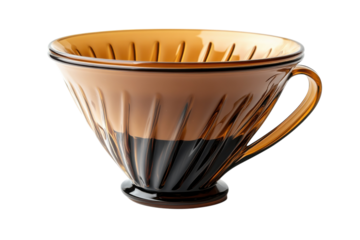 Stainless steel coffee dripper with fine mesh filter isolated on transparent background