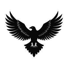 Eagle Soaring with Fully Spread Wings Silhouette