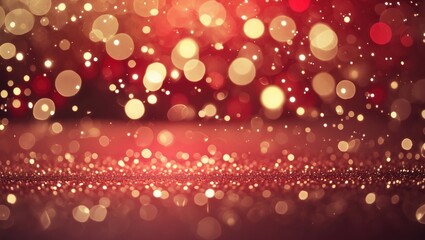 Red glitter vintage lights backdrop. defocused.