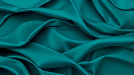 Obraz premium Emerald Fabric: A close-up shot of luxurious emerald-colored fabric with flowing folds and a lustrous sheen, exuding elegance and sophistication