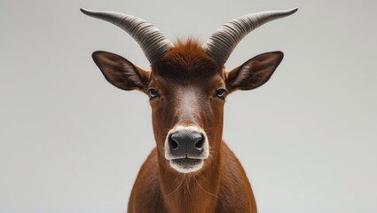 Fototapeta premium portrait of brown banteng set against a white background