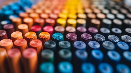 Closeup Colorful Crayon Tips