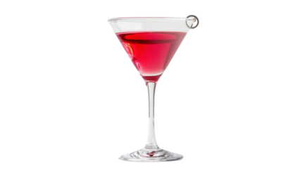 Cosmopolitan cocktail glass with transparent background and clipping path