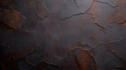 Textured Dark Wall with Cracks and Rusty Highlights for Background