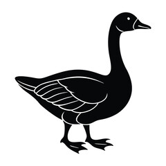 Goose in Forward Motion with Slightly Bent Neck Silhouette