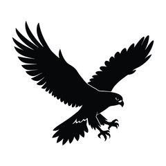 Hawk Diving Mid-Air with Sharp Claws Extended Silhouette