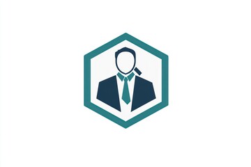 Businessman, phone, hexagon, support, white background, customer service icon