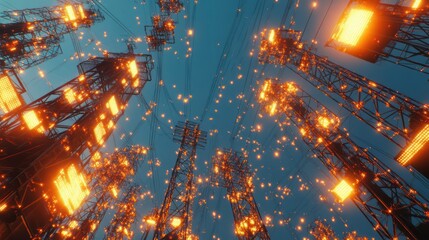 Fototapeta premium Urban Energy Network at Night