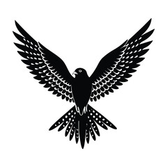 Kestrel Hovering with Wings Spread in Mid-Air Silhouette