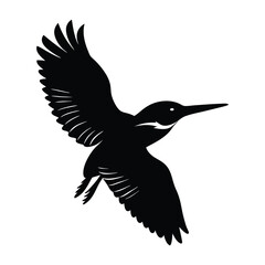 Kingfisher Diving Toward Water with Pointed Beak Silhouette