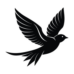 Lark Soaring High with Upward Tilted Wings Silhouette