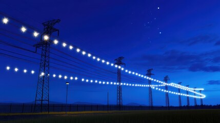 Illuminated Power Lines at Dusk (1)