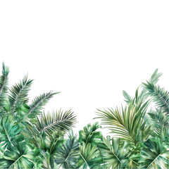 Lush Tropical Foliage Background with Exotic Green Leaves