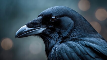 Portrait photography of a crow