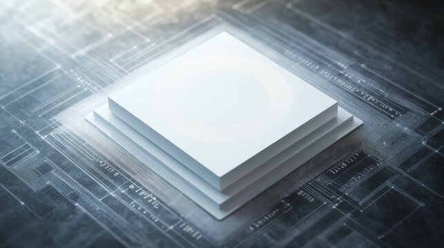 Creation of a simple white computer icon on an abstract digital background showcasing technology and data processing concepts - Powered by Adobe