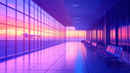 Airport Departure Lounge at Sunrise (1)
