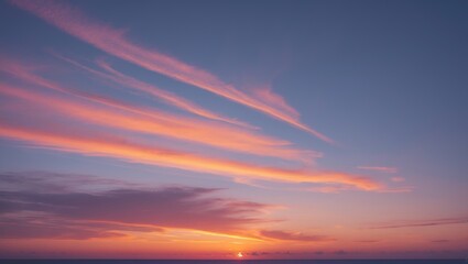 Obraz premium Sunset Sky during Twilight with Orange Gold Clouds and a Nature Background, Horizon Golden Sky, Beautiful Dusk Sky