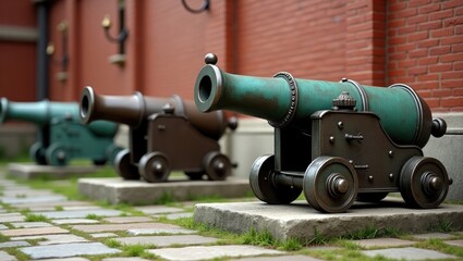 various kinds of old cannons