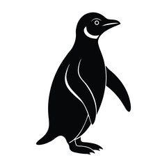 Penguin Waddling Forward with Raised Small Wings Silhouette