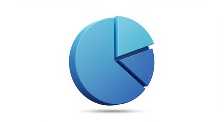 3D pie chart in shades of blue, illustrating data segments.
