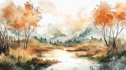 Enchanting Watercolor Fairy Tale Landscape