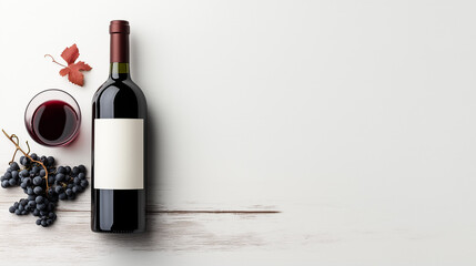 Quality red wine with grapes and a glass, perfect for autumn gatherings and wine tasting events at home