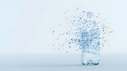 Water Bottle with Splashing Water Droplets on White Background