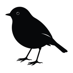 Robin Standing on Ground with Chest Puffed Out Silhouette