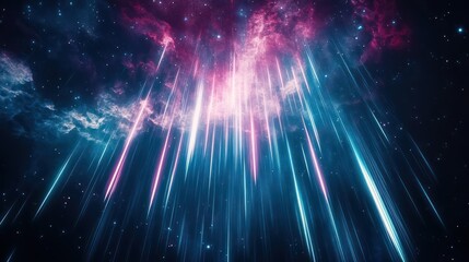 Obraz premium Cosmic Light Beams Through Nebula
