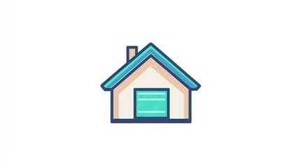 Obraz premium House icon, garage door, simple home, white background, website design