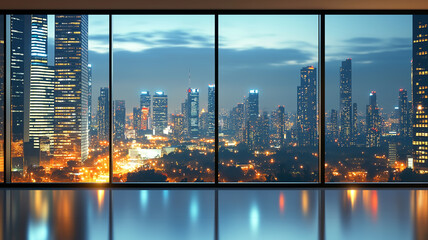 City night view from the office window.. Ai Generated Images