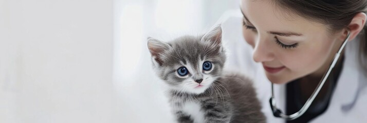 A Compassionate Veterinarian is wholeheartedly dedicated to providing tender, loving care for a precious little kitten who is in desperate need of love, attention, and nurturing in its life