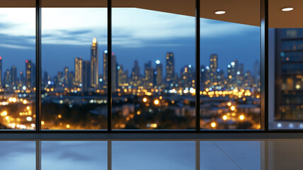 Fototapeta na wymiar City night view from the office window.. Ai Generated Images
