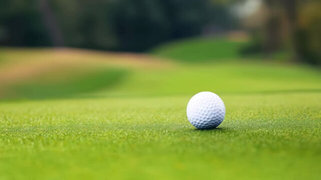 Professional golfer aiming for precise putt, positioning golf ball on green surface with gloved hand during tournament competition