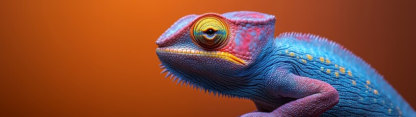 Fototapeta premium Vibrant Close-up of a Colorful Chameleon with Unique Textures