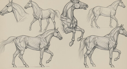 Pencil Sketch of Intricate Patterned Horse