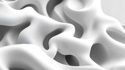 Monochromatic white, undulating, abstract geometric art, soft focus