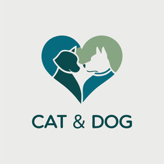 Elegant cat and dog silhouette logo for pet rescue, veterinary clinics, and pet care brands. Modern vector illustration for branding and merchandise.  
